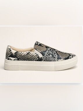 Matisse Black and White Women Snakeskin Slip On City Sneakers NWOT Size 9